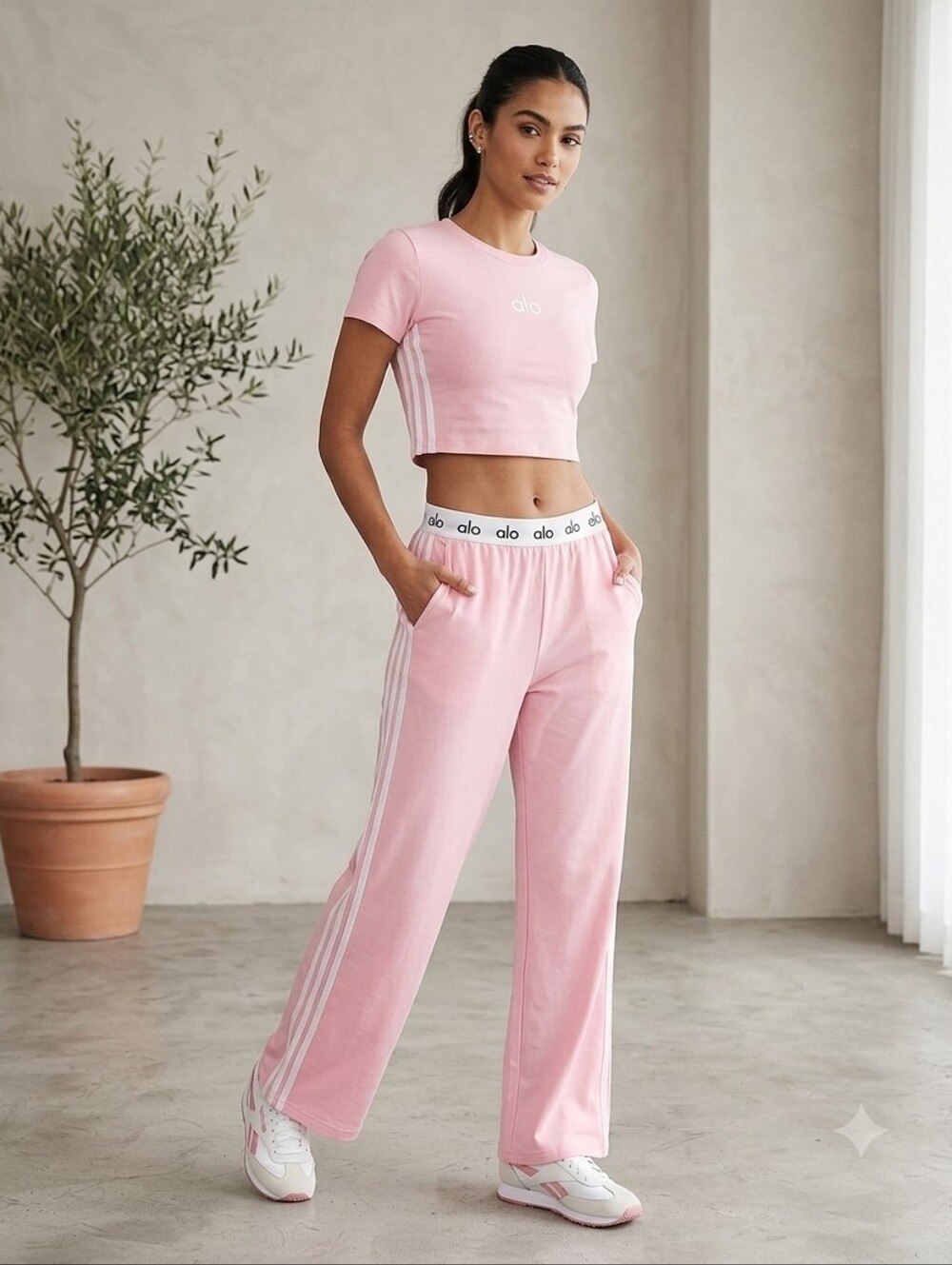 ​Alo  Inspired Pink 2-Piece Activewear Lounge Set NWT [M]